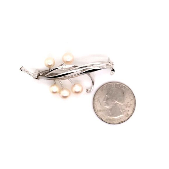 Mikimoto Estate Akoya Pearl Brooch Pin Sterling Silver 6.6mm 5.43 gr M185 - Picture 5 of 12